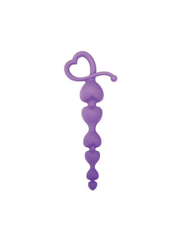 Фиолетовая анальная цепочка с звеньями-сердечками HEARTY ANAL WAND SILICONE - 18 см.