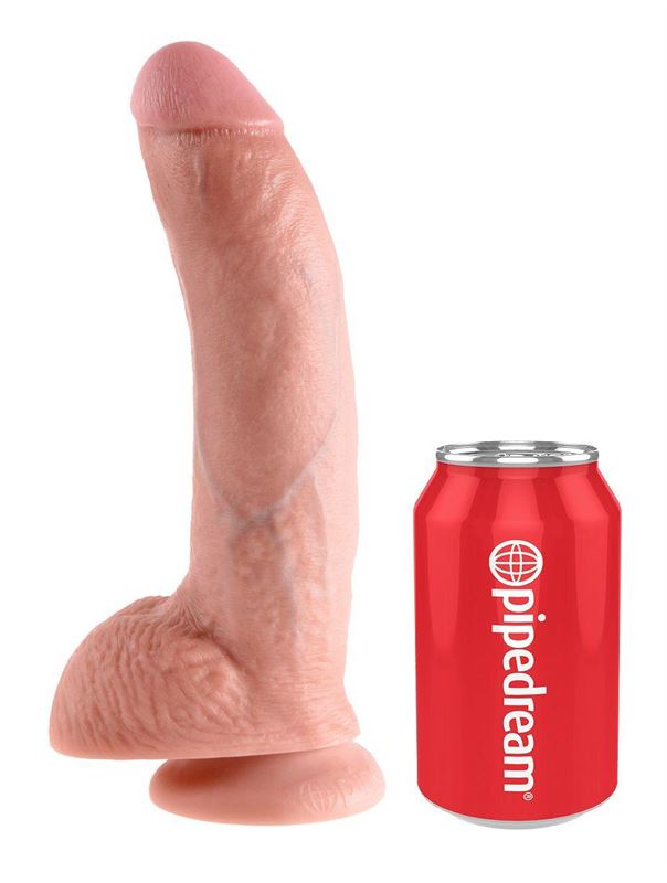 Телесный фаллоимитатор с мошонкой 9" King Cock with Balls на присоске (22,9 см)