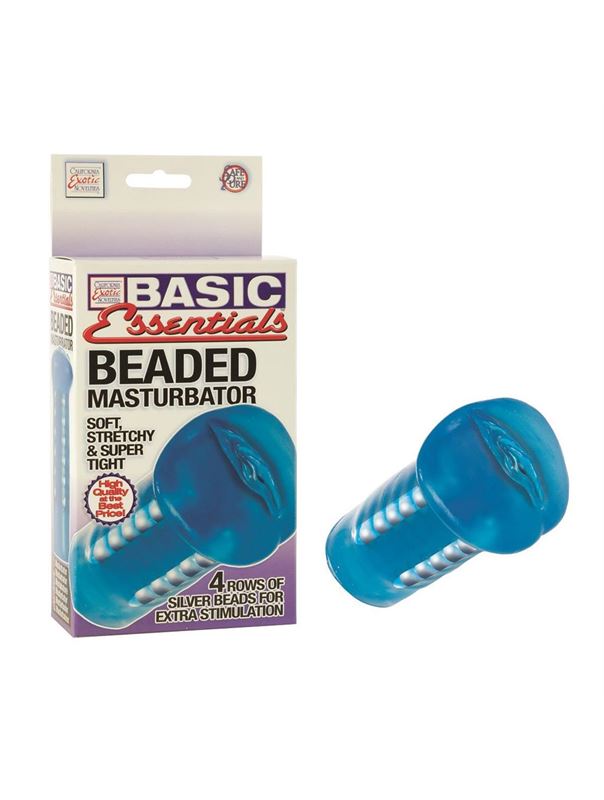 Синий мастурбатор-вагина BASIC BEADED