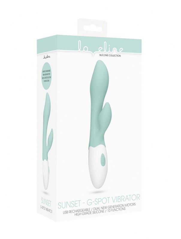 Зеленый G-spot вибратор Sunset со стимулятором клитора (20 см)