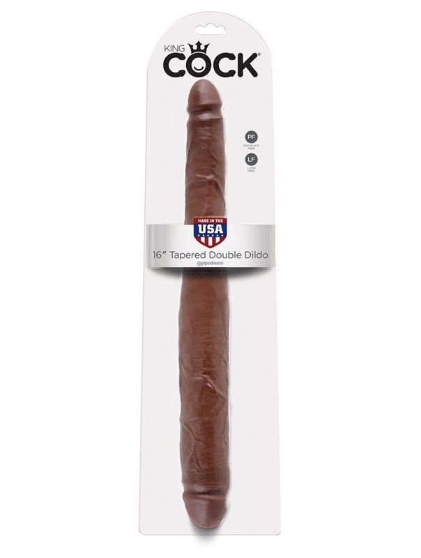 Двусторонний коричневый дилдо 16 Tapered Double Dildo - 40,6 см.