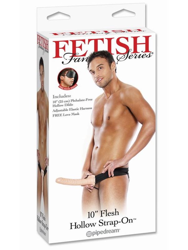 Мужской полый страпон 10" Flesh Hollow Strap-On (24 см)