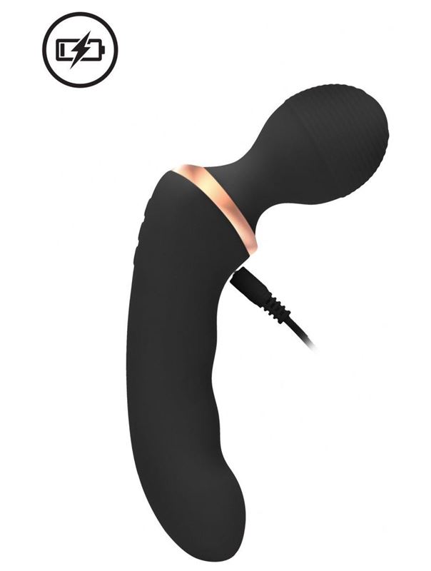 Черный двусторонний вибратор Charm (18 см)