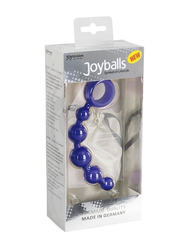 Малая анальная цепочка Joyballs Wave синего цвета - 17,5 см.