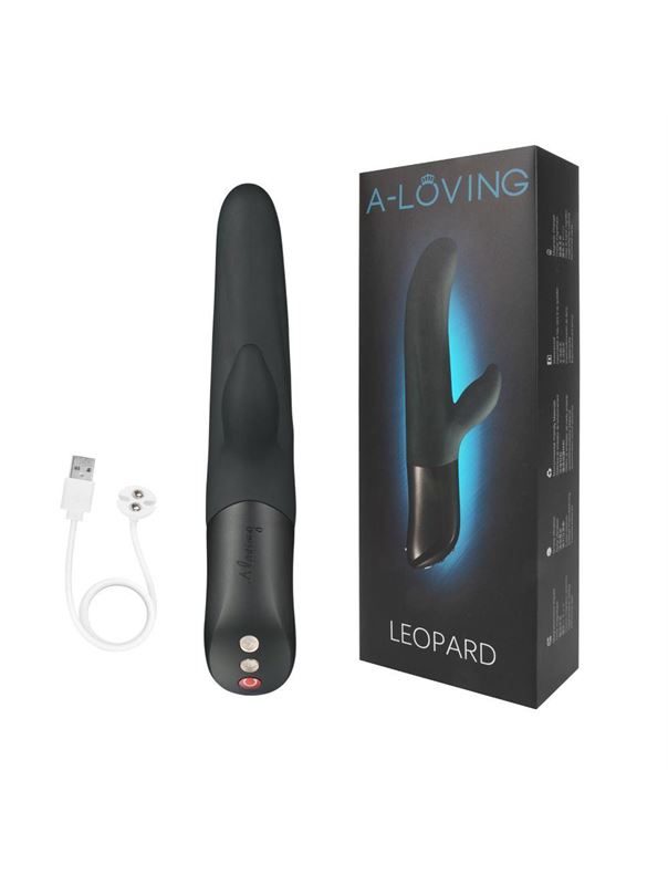 Черный вибратор LEOPARD с 10 режимами вибрации (23,7 см)