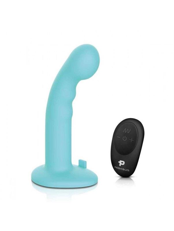 Голубая изогнутая насадка 6" Remote Control Ripple P-Spot G-Spot на черных трусиках (16 см)