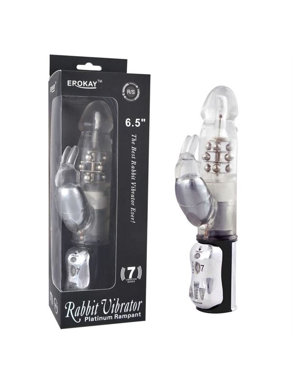 Вибратор Classicle Rabbit Silver с ротацией - 24 см.