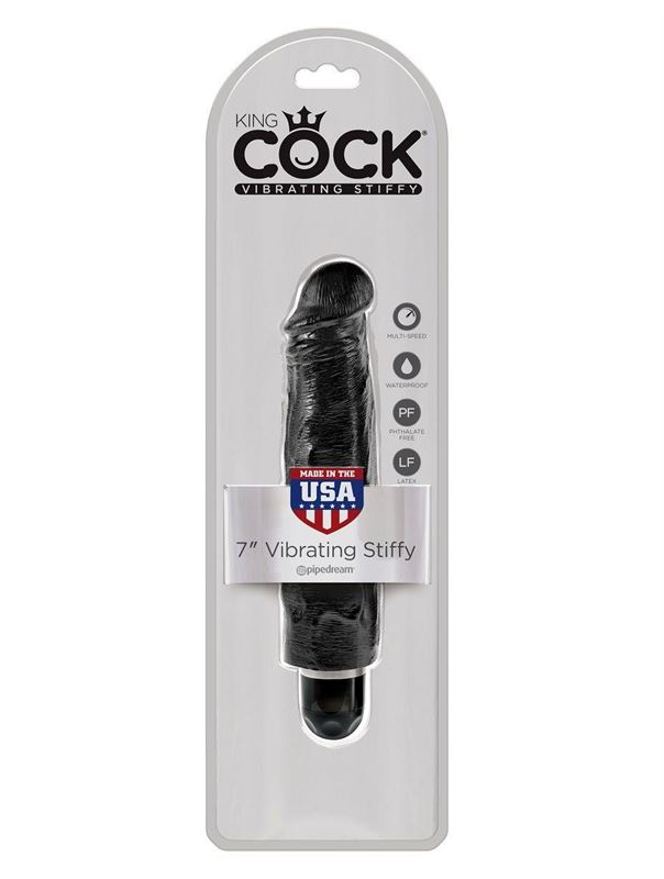 Чёрный вибратор-реалистик 7" Vibrating Stiffy - 21,6 см.