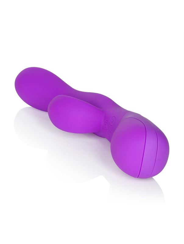 Фиолетовый вибромассажер Impress Tongue со стимуляцией клитора - 18 см.