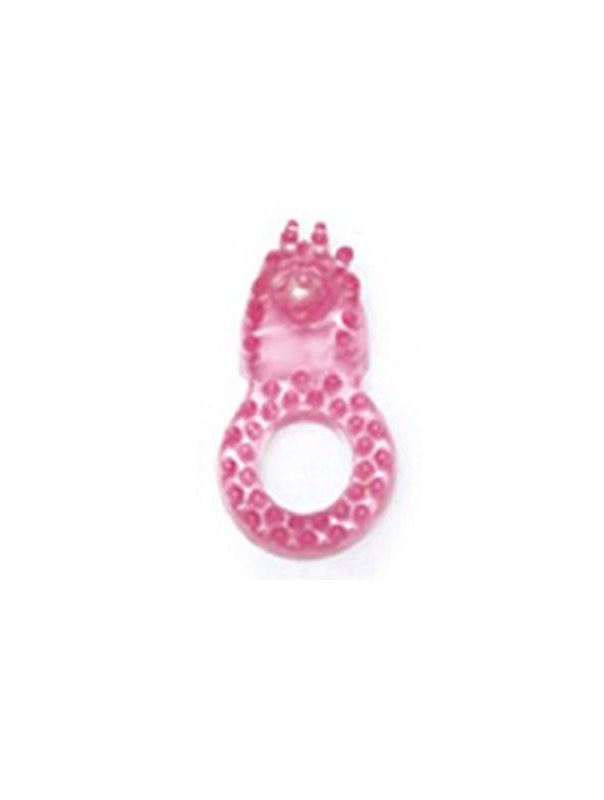 Розовое эрекционное кольцо со стимулятором клитора