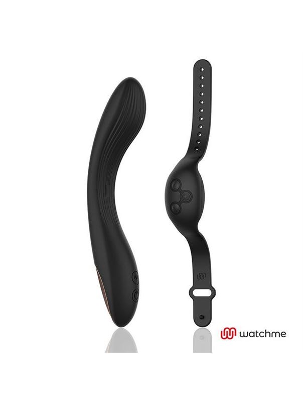 Черный вибратор с пультом-часами Anne s Desire Curve G-Spot Vibe Wireless Watchme (20,5 см)