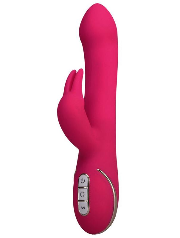 Розовый вибратор-ротатор со стимулятором клитора Rabbit Esquire - 22 см.