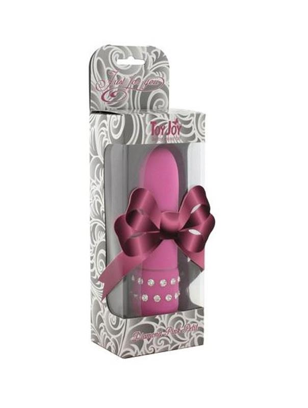 Розовый вибратор с кристаллами Diamond Pink Petit (11 см)