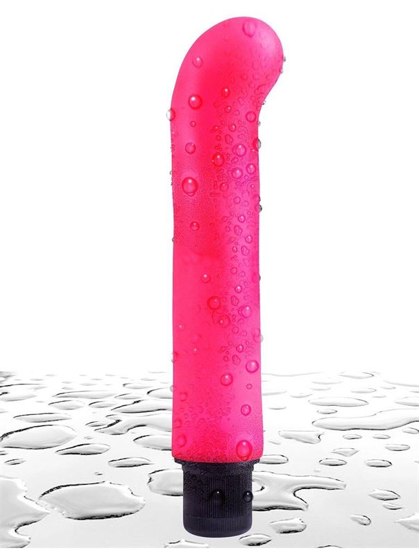 Ярко-розовый вибромассажер XL G-Spot Softees с загнутым кончиком (16,2 см)