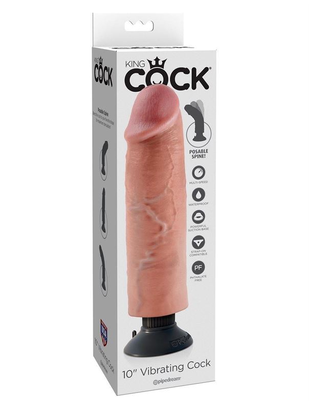 Телесный вибратор со съемной присоской 10 Vibrating Cock - 27,3 см.