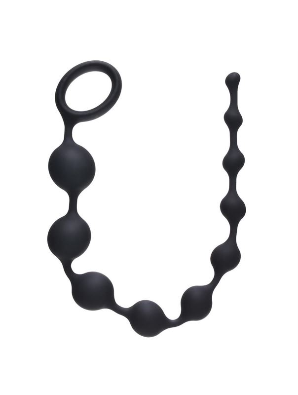 Чёрная анальная цепочка Long Pleasure Chain - 35 см.