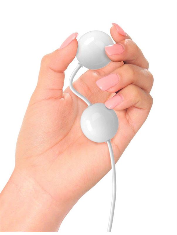 Белые вагинальные виброшарики USB KEGEL BALLS, работающие от USB