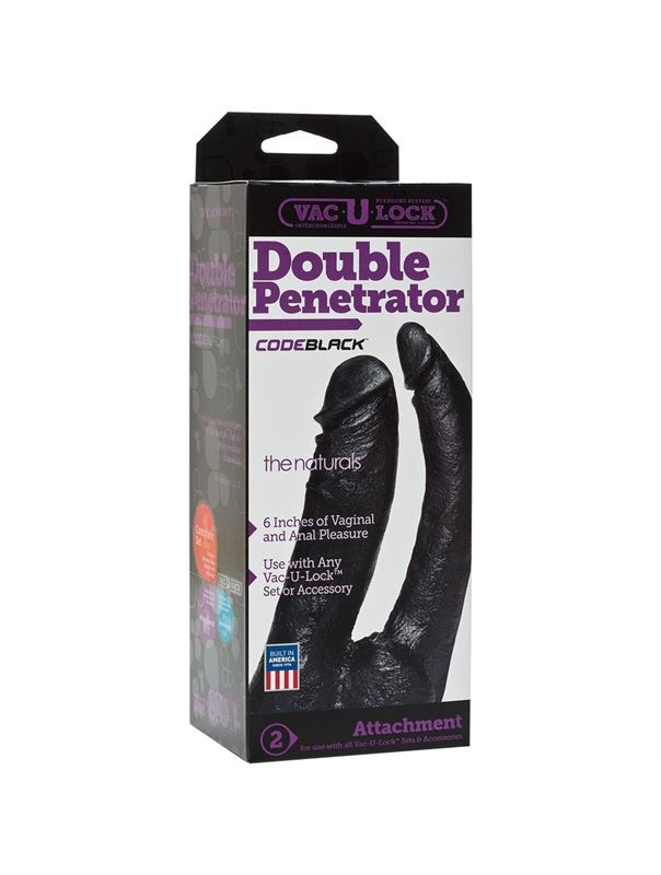 Черная насадка-фаллоимитатор для двойной стимуляции Double Penetrator (16 см)