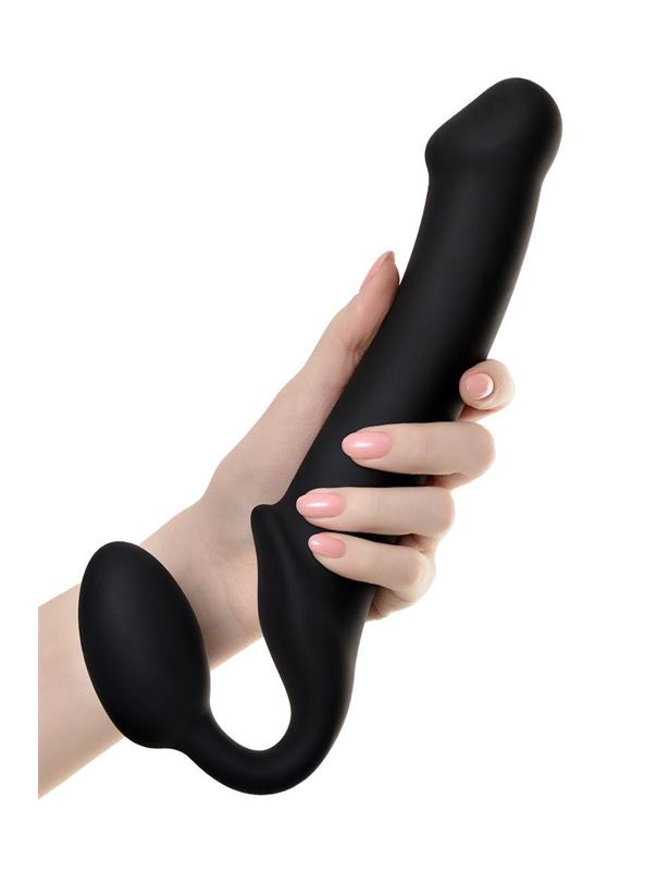 Черный безремневой страпон Silicone Bendable Strap-On L