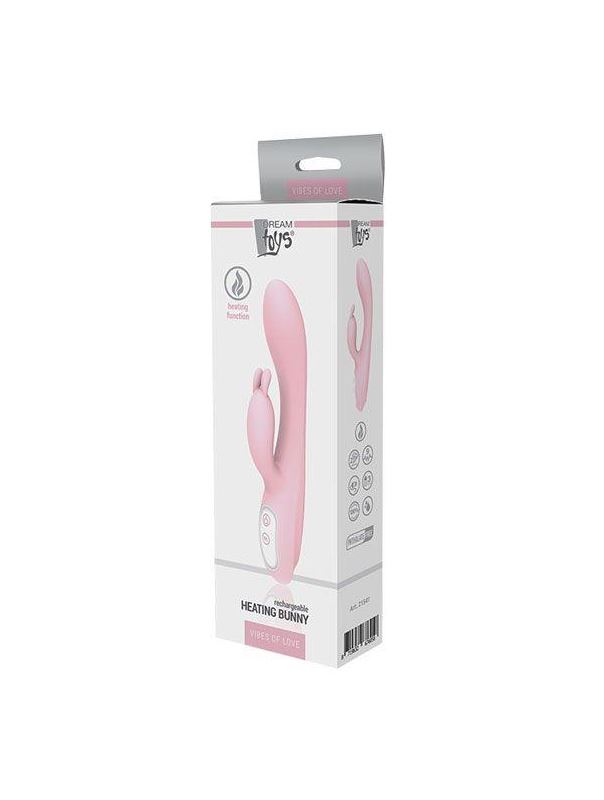 Розовый вибратор HEATING BUNNY с функцией нагрева (18,5 см)