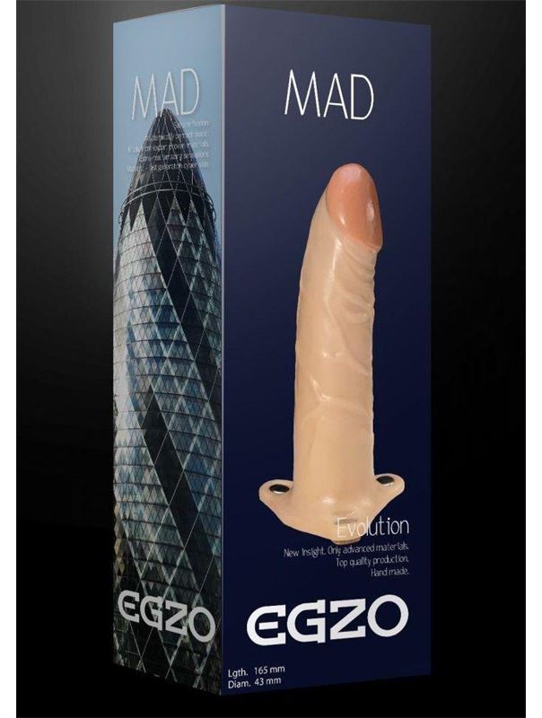 Полый поясной фаллоимитатор MAD - 16,5 см.