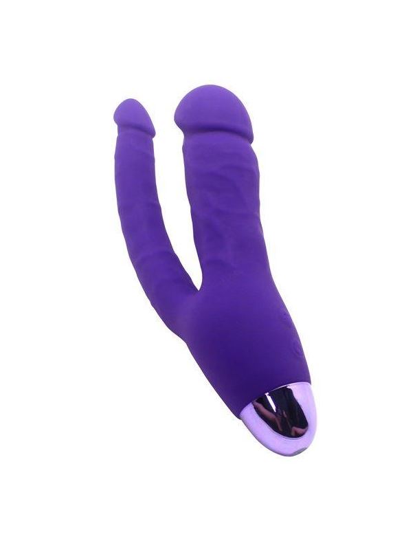 Фиолетовый двойной вибратор INDULGENCE Rechargeable Insatiable Desire (21 см)