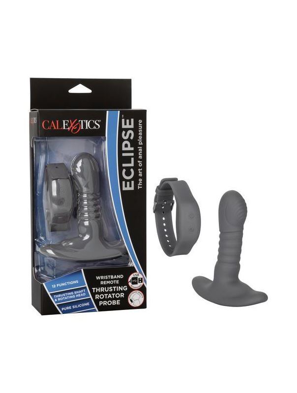 Серый массажер простаты Thrusting Rotator Probe (11,25 см)