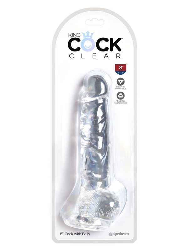 Прозрачный фаллоимитатор King Cock Clear 8" Cock with Balls (22,2 см)