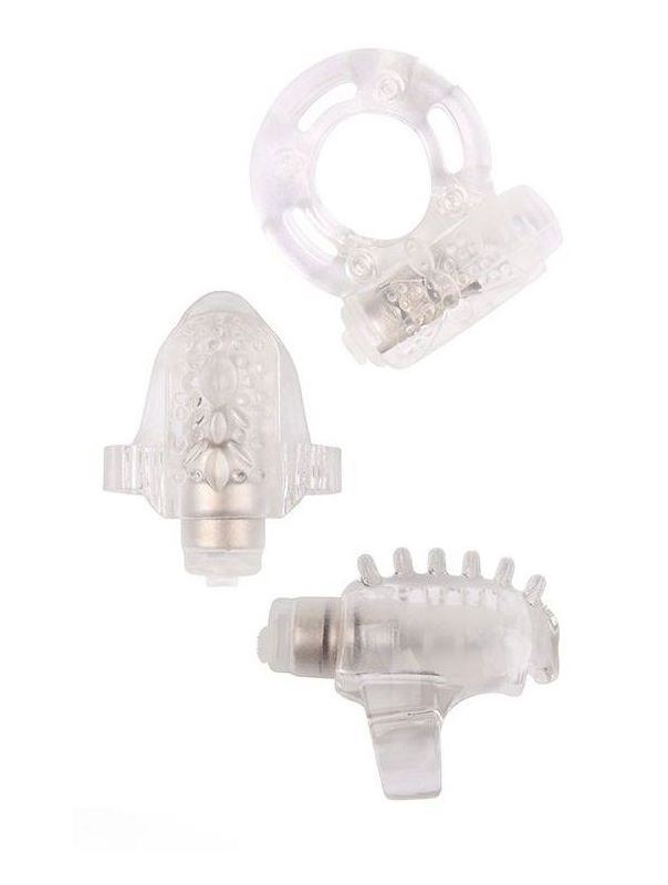 Набор из 3 прозрачных эрекционных колец с вибрацией Teasers Ring Kit