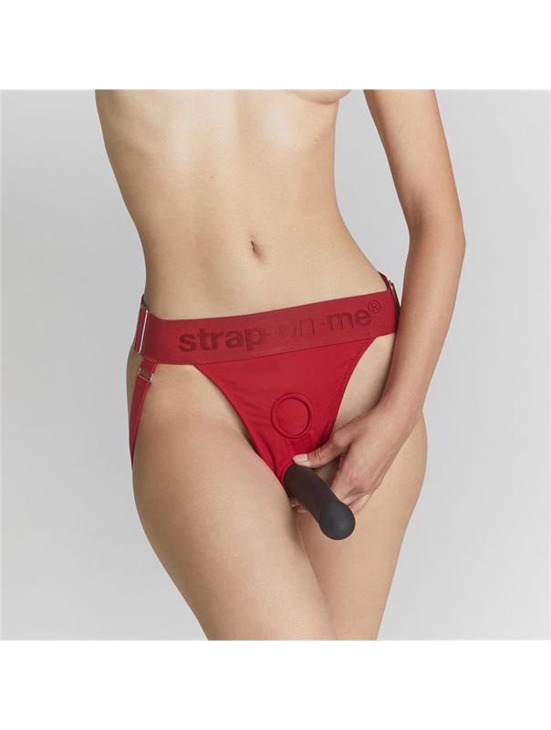 Красные трусики для фиксации насадок Strap-on-me Harness Lingerie Unique