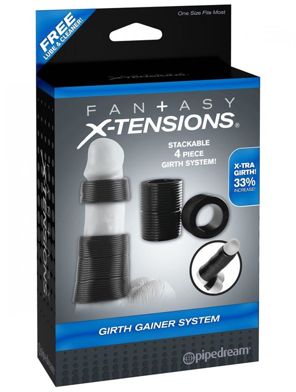 Набор чёрных насадок на пенис GIRTH GAINER SYSTEM 