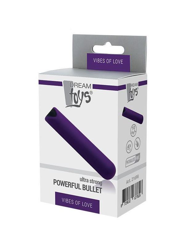 Фиолетовый мини вибратор POWERFUL BULLET