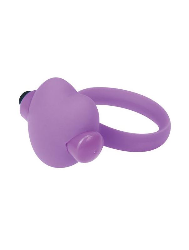 Фиолетовое эрекционное виброкольцо с сердечком HEART BEAT COCKRING SILICONE