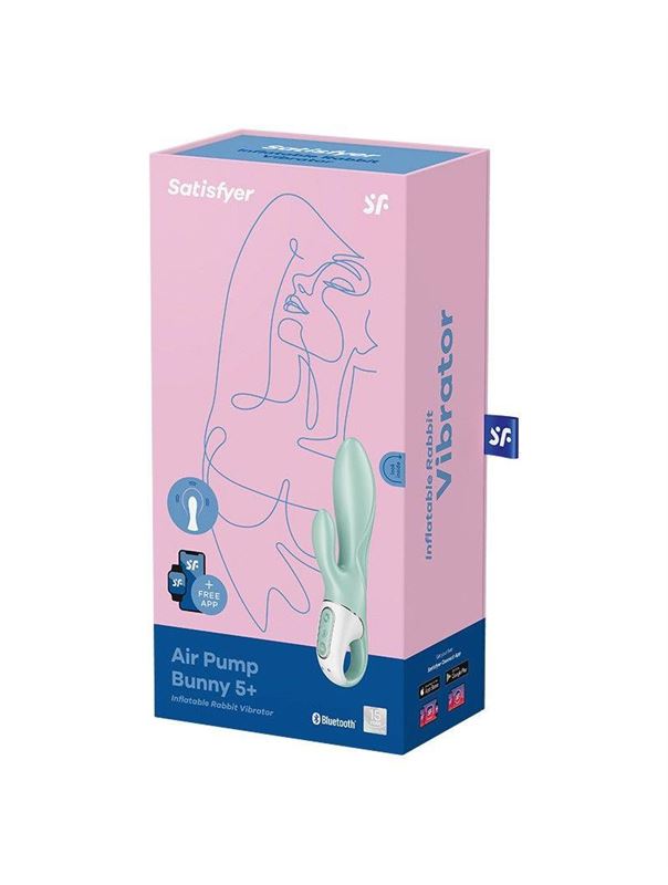 Зеленый вибратор кролик Air Pump Bunny 5+ с функцией расширения (20,4 см)