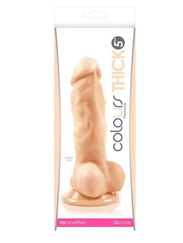 Телесный фаллоимитатор Colours Pleasures Thick 5 Dildo - 18,3 см.