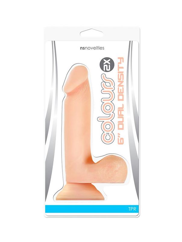 Телесный фаллоимитатор с мошонкой Colours 2X 6 Dual Density (18,8 см)