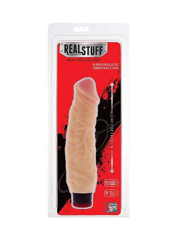 Вибратор-реалистик с крупными венами на поверхности REALSTUFF 8INCH VIBRATOR - 20,3 см.