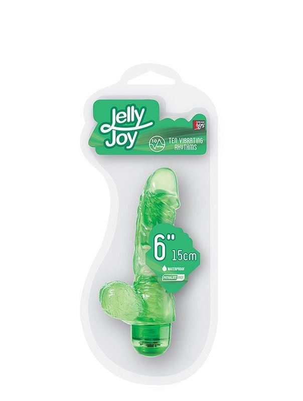 Зелёный гелевый вибратор JELLY JOY - 6" 10 RHYTHMS (15 см)