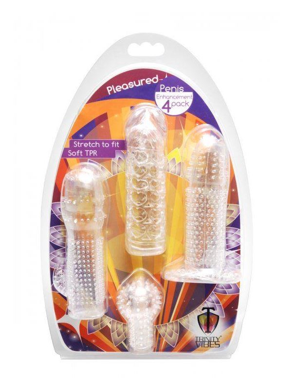 Набор из 4 насадок на член Pleasured Penis Enhancement Sleeve 4 Pack