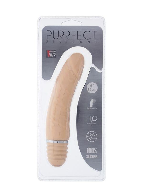 Телесный силиконовый вибратор PURRFECT SILICONE VIBRATOR 6INCH FLESH - 15 см.