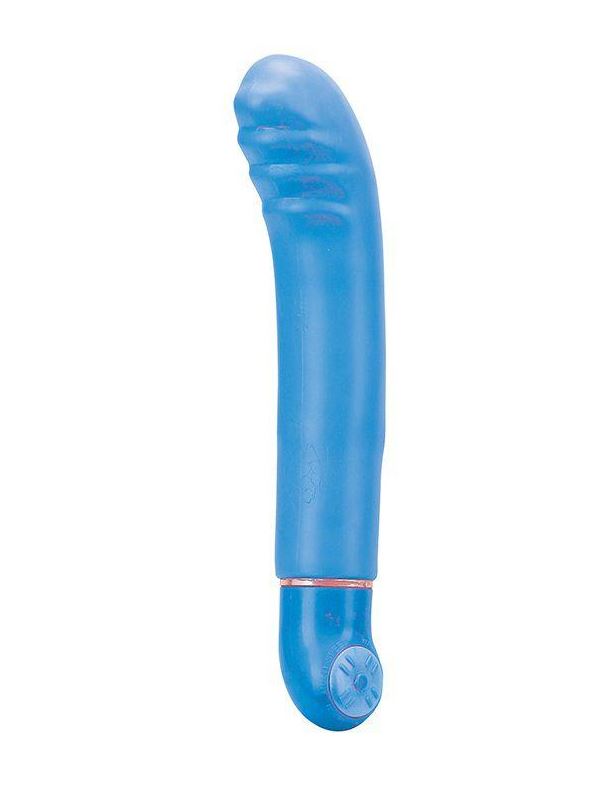 Синий вибратор с ребристой головкой PURE - 8" G-SPOT (20 см)