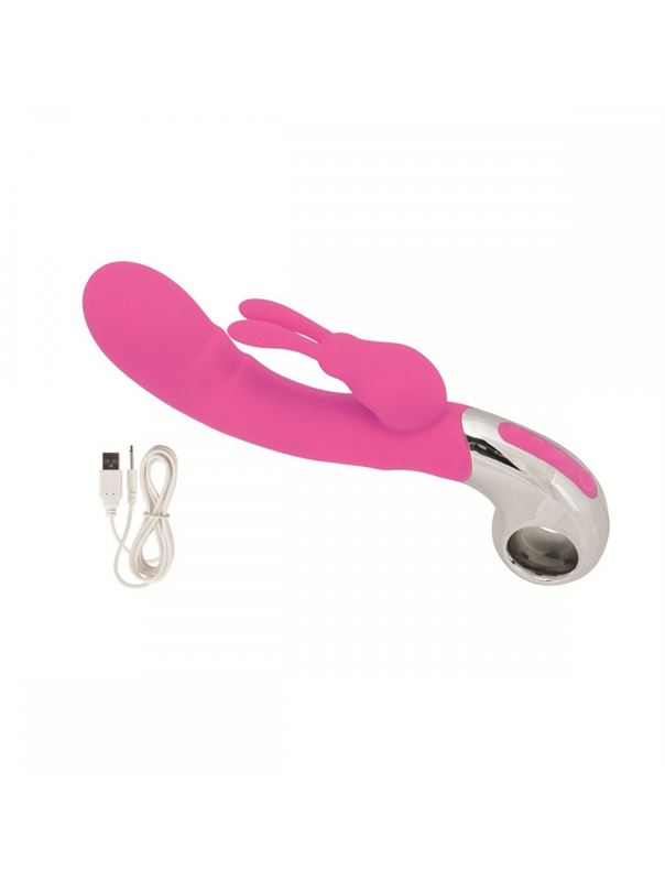 Розовый вибратор EMBRACE BUNNY WAND PINK - 12,75 см.