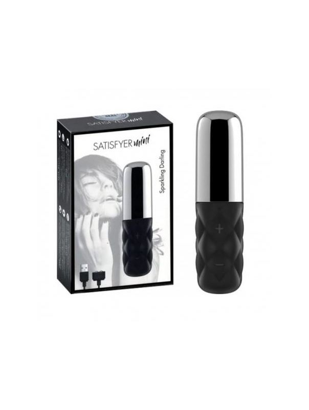 Чёрно-серебристая вибропуля Satisfyer Mini Sparkling Darling