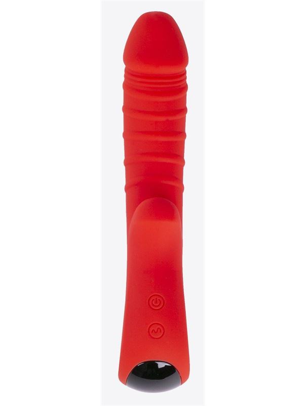 Красный вибратор Ribbed с рёбрышками (18 см)
