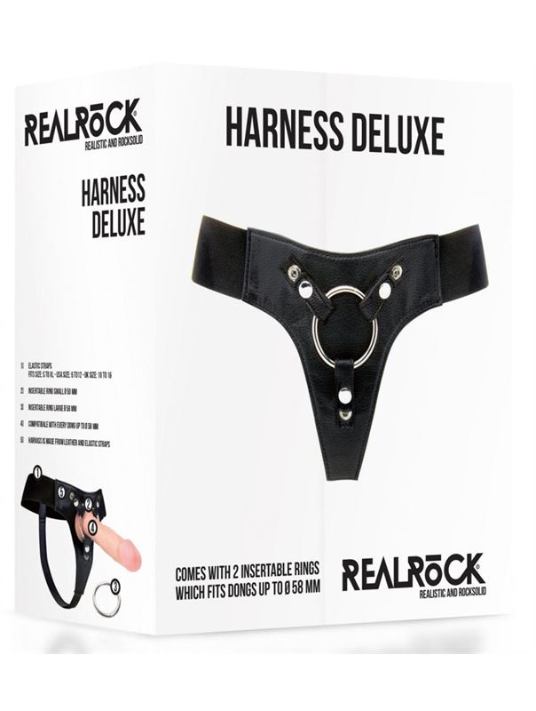 Черные трусики Harness Deluxe для страпона O-ring