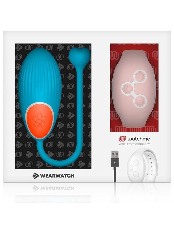 Голубое виброяйцо с нежно-розовым пультом-часами Wearwatch Egg Wireless Watchme