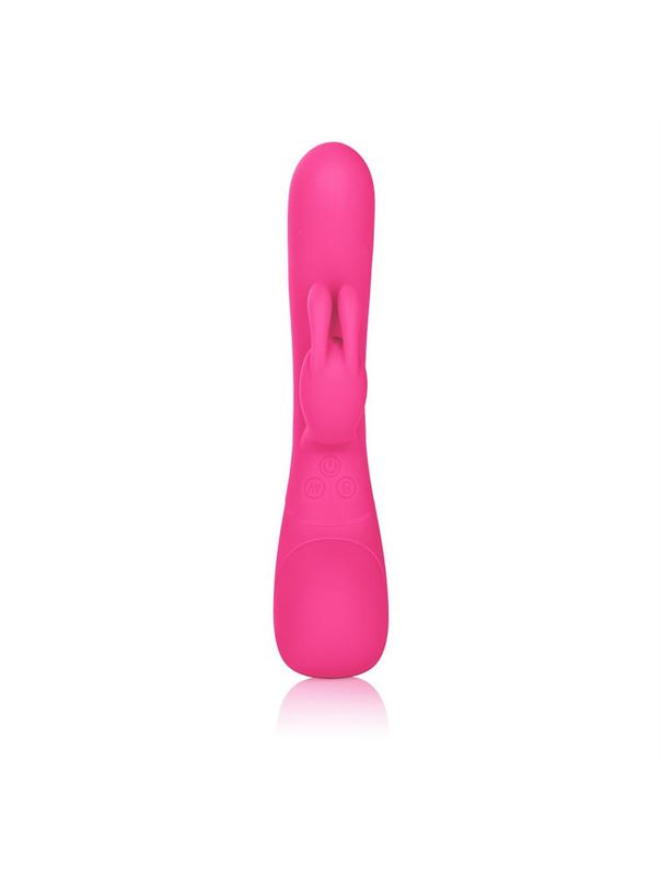 Розовый вибромассажер Impress Rabbit со стимуляцией клитора - 18 см.