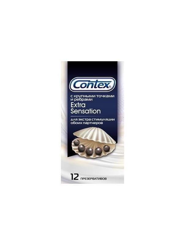 Презервативы с крупными точками и рёбрами Contex Extra Sensation - 12 шт.