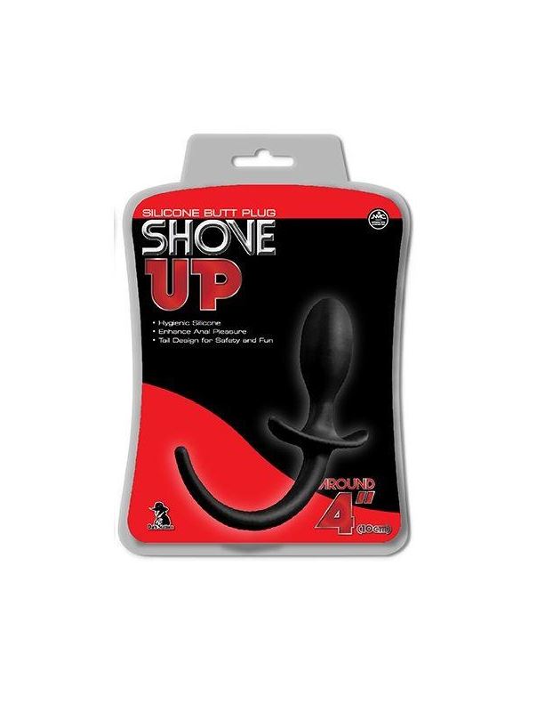 Чёрная анальная пробка с хвостом SHOVE UP 3.5INCH BUTTPLUG WITH TAIL