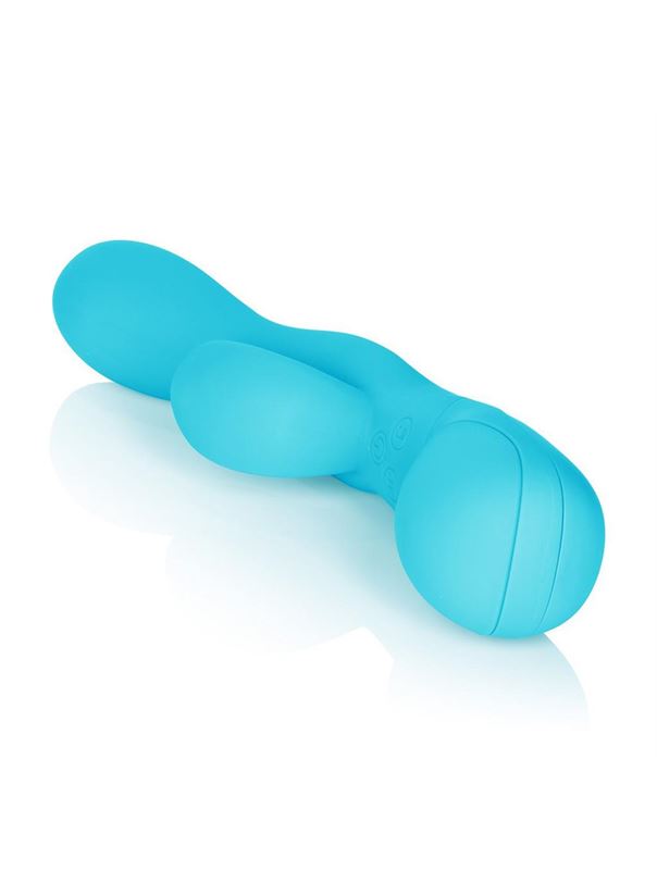 Голубой вибромассажер Impress Tongue со стимуляцией клитора - 18 см.